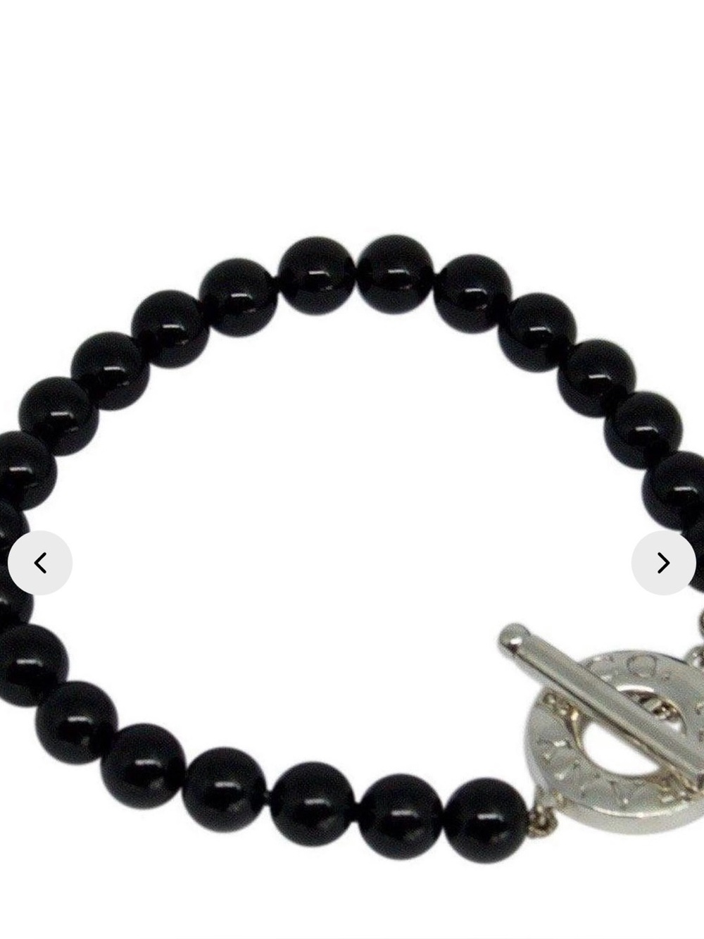 Authentic Tiffany & Co. Sterling Silver Black Onyx Bead Toggle 8mm Bracelet